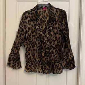 Leopard Print Ruffle Blouse